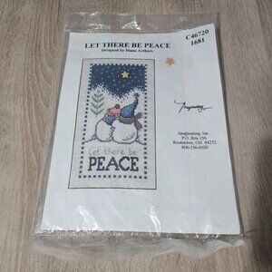 LET THERE BE PEACE Snowmen Cuddled Up Counted Cross Stitch KIT w/ Star 1681 NOS
